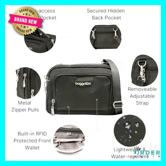 Convertible Crossbody Bag RFID Wallet Water-Resistant Travel Purse Hands-Free